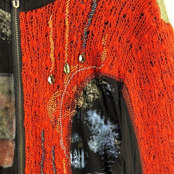 Fresh FX Orange and Black Artistic Graphic Sweater Jacket - Picture 4 of 12